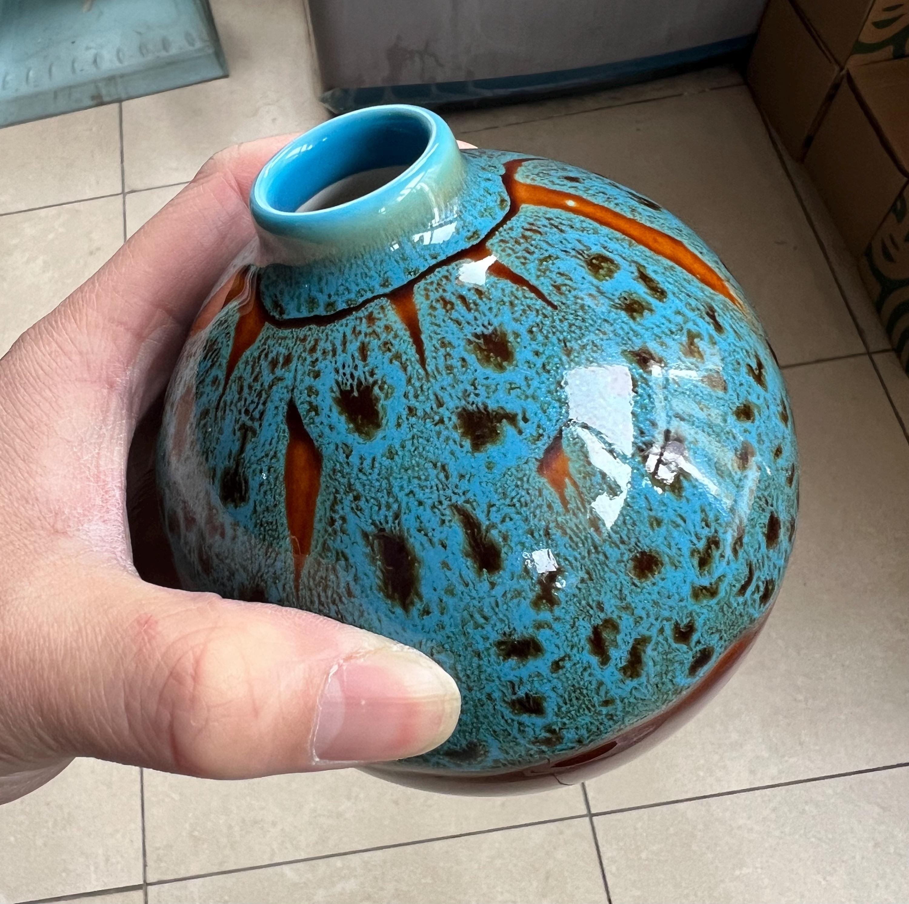 青色陶器 花瓶 独特なデザイン - Etsy 日本
