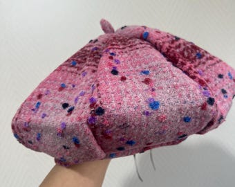 Handmade Red pattern hat, red dotted hat, abstract art hat, ladies beret, Spring Autumn Winter Beret for Girls, Colorful Beret