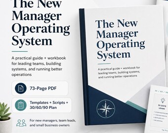 New Manager Ebook and Workbook, Leadership Guide for Team Leads, Management Toolkit, 30 60 90 Day Plan, SOP Template PDF