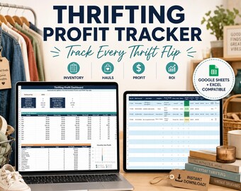 Thrifting Profit Tracker Spreadsheet, Thrift Flip Inventory Template, Reseller Google Sheets, Thrift Haul Tracker eBay Poshmark Mercari Tool