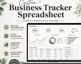 Custom Business Tracker Spreadsheet | Personalized Google Sheets Template, Made to Order Excel Tracker for Small Business