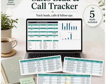 Sales Lead Tracker Spreadsheet, Cold Call Log, Follow Up CRM, Sales Pipeline Dashboard, Small Business Sales Tracker, Google Sheets Excel