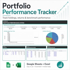Portfolio Performance Tracker Spreadsheet | Stock & ETF Investment Dashboard, Google Sheets Portfolio Tracker, Excel Template