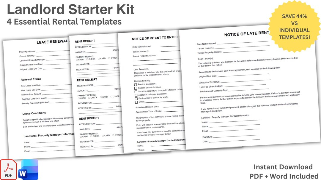 To Let Rent Board For Rent Template Landlord Starter Kit | 4 Rental Templates Bundle | Rent Receipt, Late ...