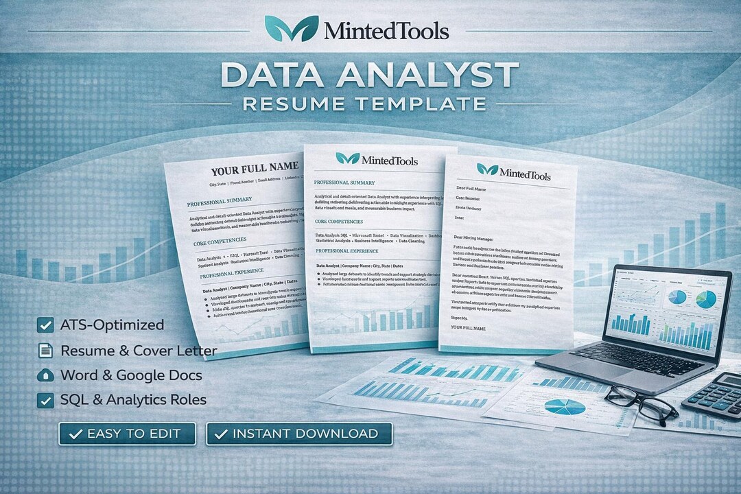 Data Capture Cv ATS Friendly Data Analyst Resume Template | Data Analyst CV and Cover ...