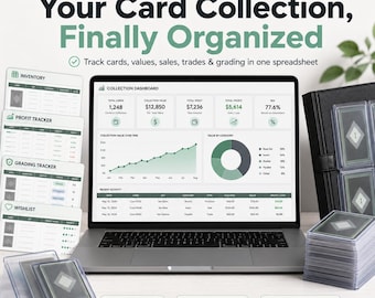 Trading Card Collection Tracker Spreadsheet, Card Inventory Value Log, TCG & Sports Card Profit Tracker, Grading Tracker, Sheets Excel