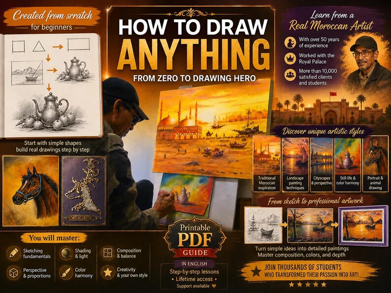 How to Draw Anything Guide, Beginner Step-by-step Lessons, Viral ...