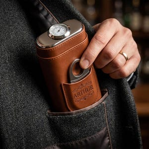 Personalized Cigar Case with Cutter,Custom Leather Travel Humidor,Groomsmen Gift for Him,Father’s Day Gift,mens christmas gift image 5