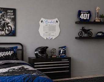 Custom Dirt Bike Chore Chart | Motocross Number Plate Wall Chart| Chore Chart | Personalized Moto Room Decor | Acrylic Dry Erase Board