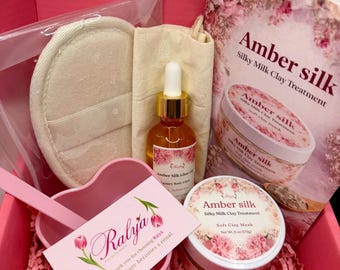 Amber milk clay treatment gift set with Amber glow oil