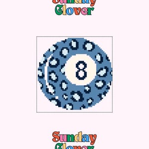 Patrón de bordado de 8 bolas de leopardo azul / Gráfico de bolas de billar para principiantes (descarga digital)