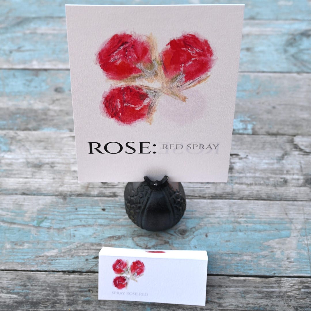 Red Roses Table Numbers Original Red Rose Table Name Number Double Sided A5 Wedding Stationery ...