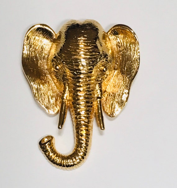 Mimi Di N Elephant Brooch Large Golden Estate Pin