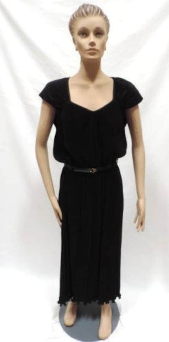 1970s Modesty Pleated Dress Virginie Paris Black