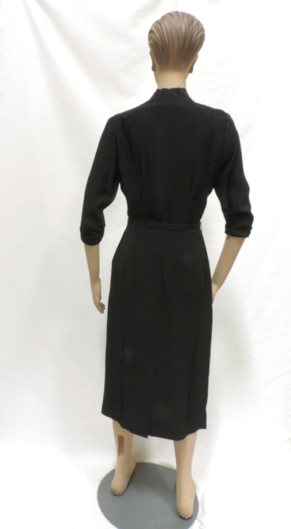Vintage Dress Reich LBD Fitted Wiggle Black Rayon… - image 2