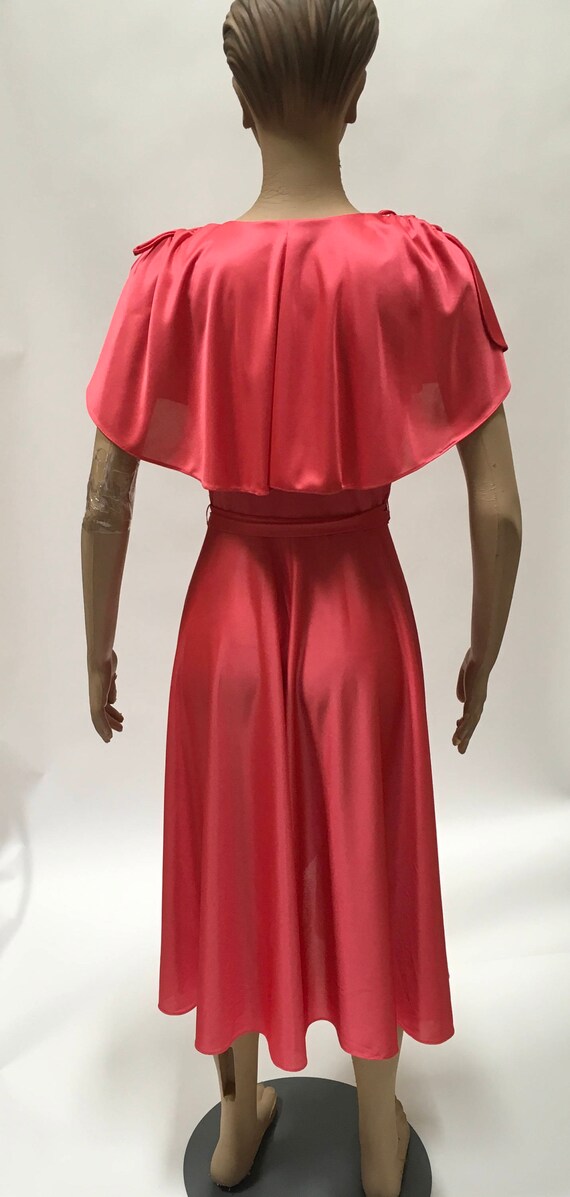 70s Wrap Dress Pink Ruffle Jerrell - image 2