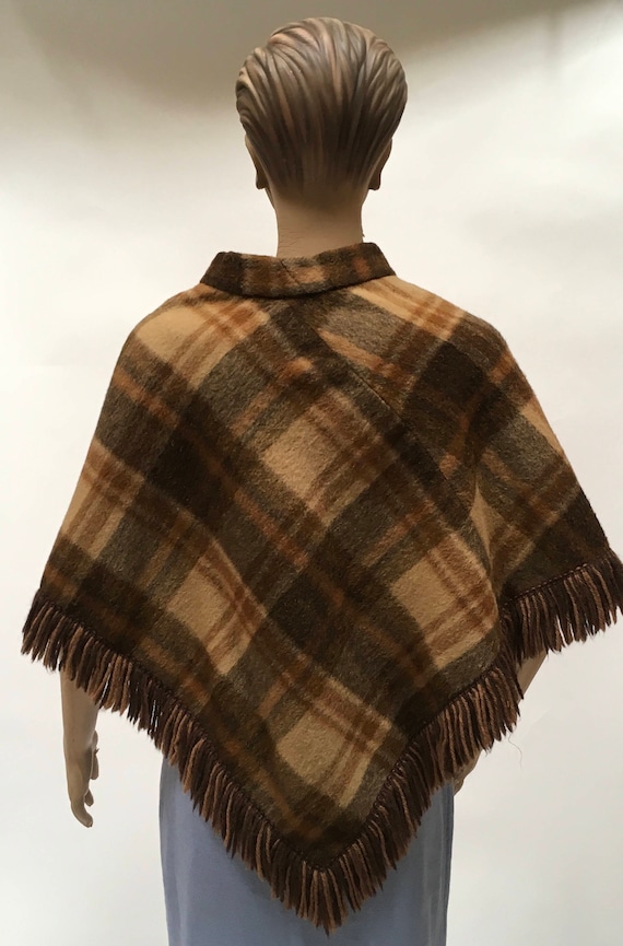 Pioneer Wear Poncho Brown Plaid Zip Front - Etsy Canada