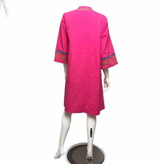 70s Josefa Mexico Dress Fuchsia Pink Ethnic Hand … - image 2