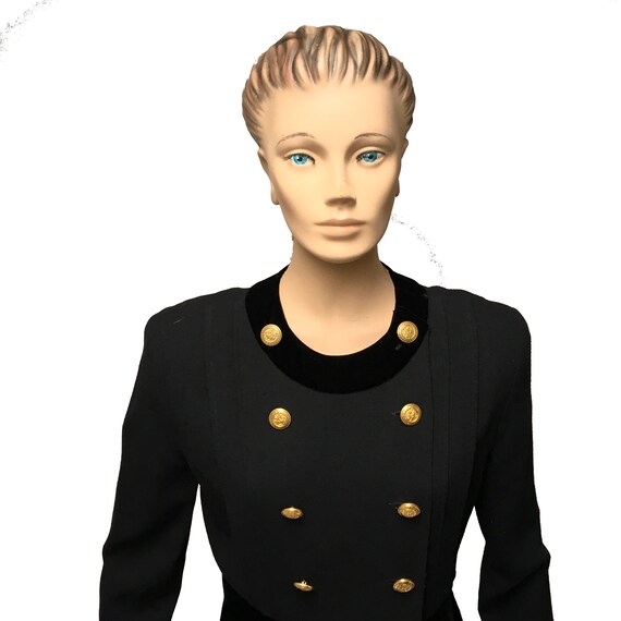 Albert Nipon Coat Dress Black Wool Double Breaste… - image 4