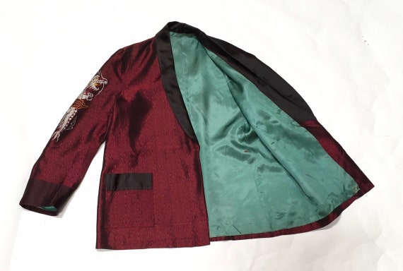 Smoking Jacket Asian Embroidered Blazer Size M - image 4