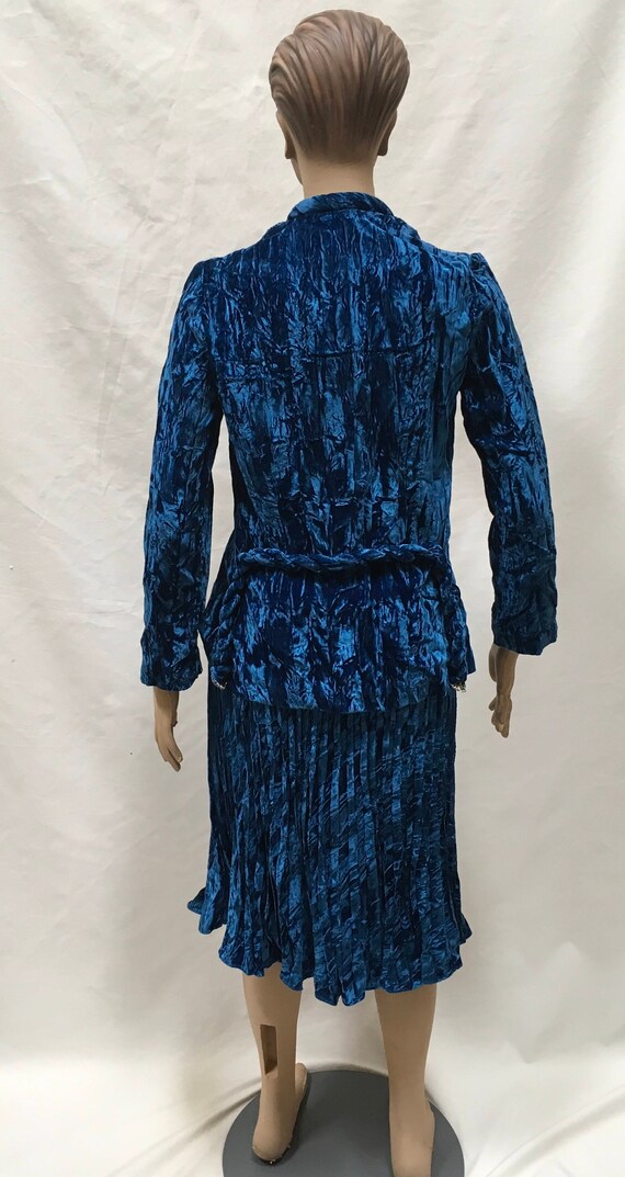 Blue Velvet Skirt Suit Judy Hornby Couture - image 2