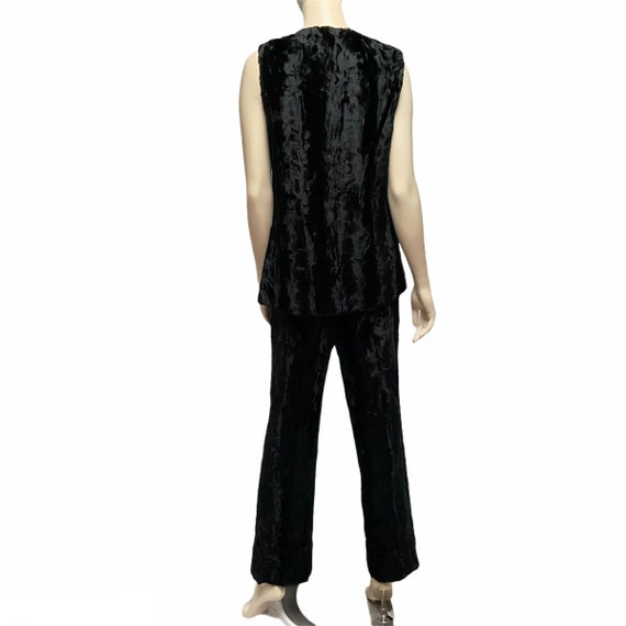 1960s Faux Fur Pantsuit Black Pants Vest - image 2
