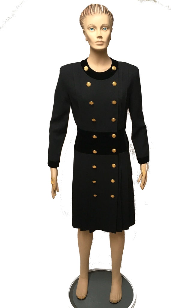 Albert Nipon Coat Dress Black Wool Double Breaste… - image 8