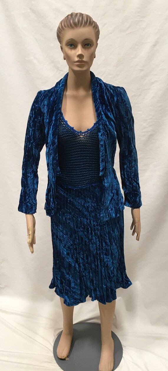 Blue Velvet Skirt Suit Judy Hornby Couture - image 7