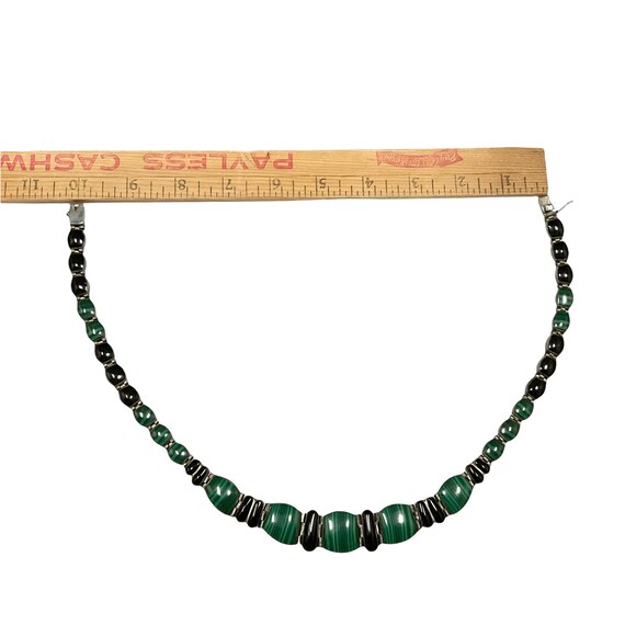 Sterling Silver Malachite Onyx Collar Necklace - image 7
