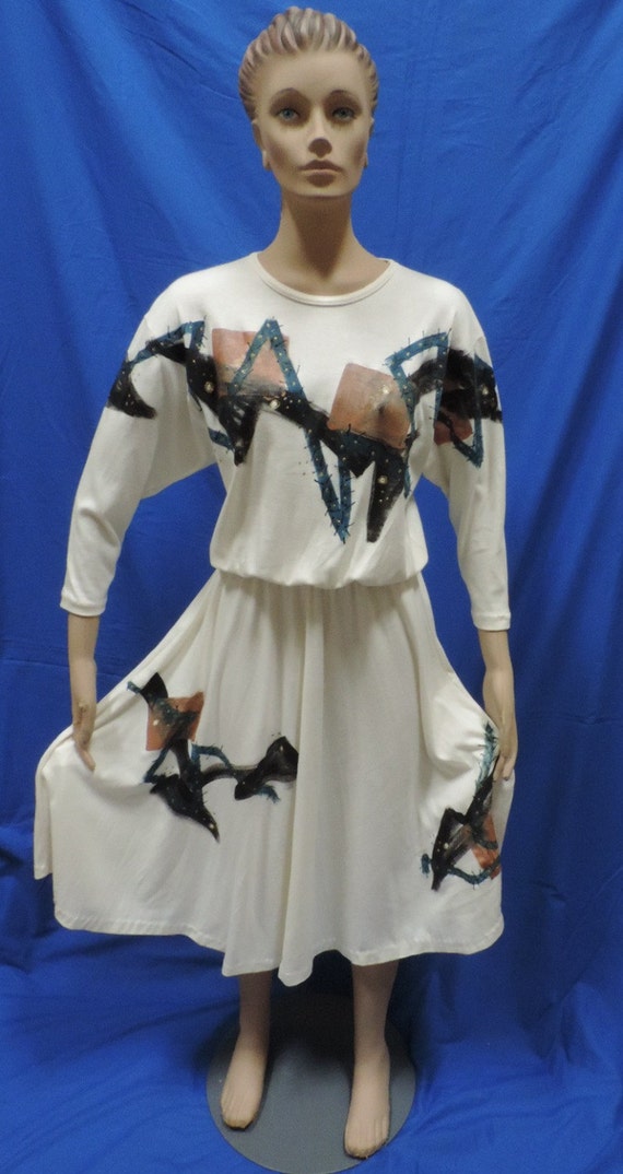 1970s Hand Painted Dress - image 4