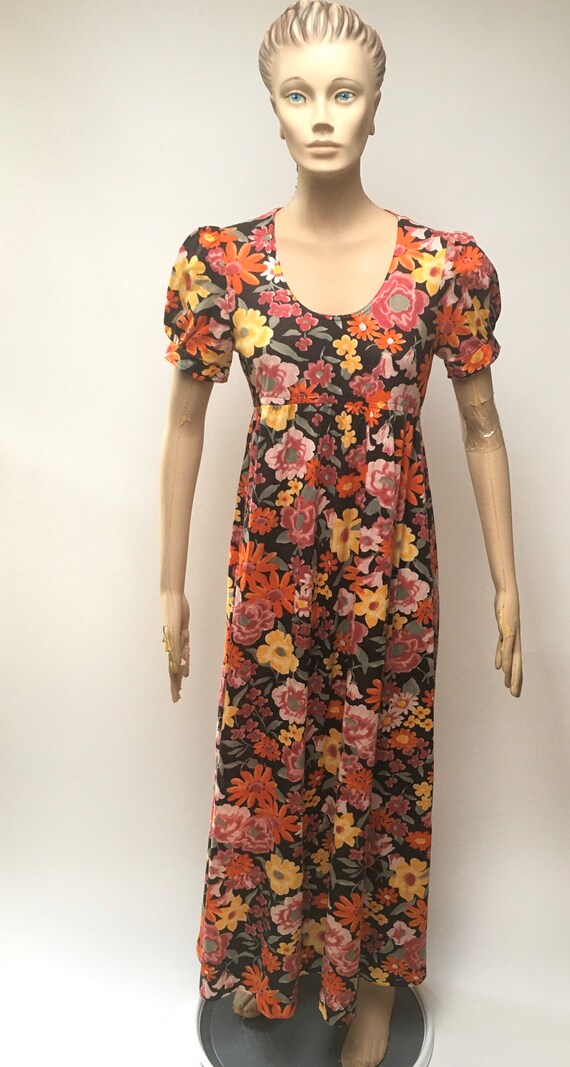 Joseph Magnin Empire Dress Floral Prairie Maxi Fro