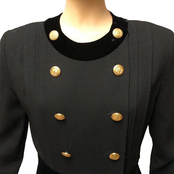 Albert Nipon Coat Dress Black Wool Double Breaste… - image 3