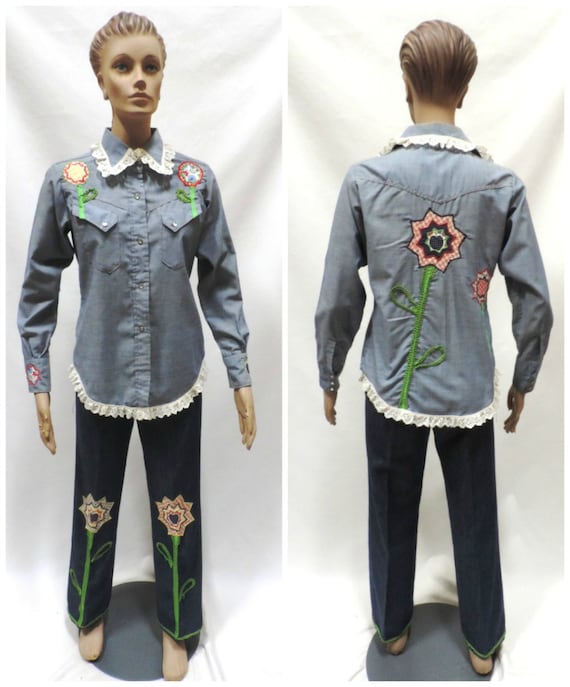 60s Denim Jeans Pant Suit Sears Jr Bazaar
