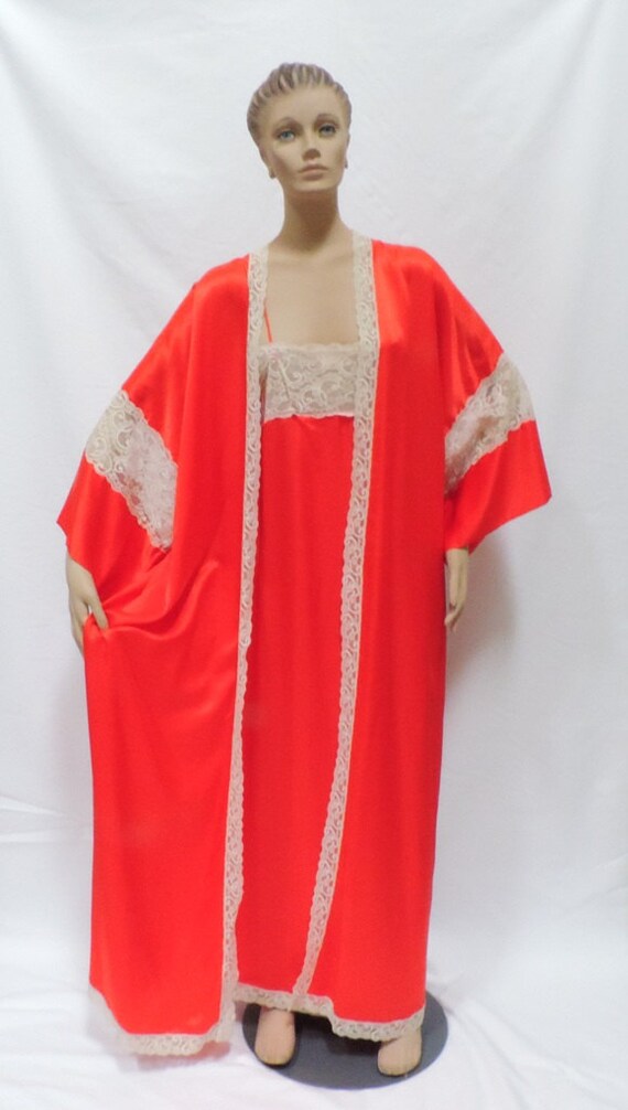 INTIME Peignoir Set Nightgown Robe Red Lingerie - image 6