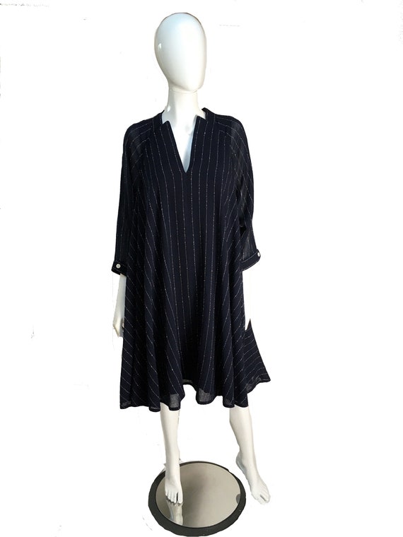 Geoffrey Beene Tent Dress Blue Pinstripe Vintage T