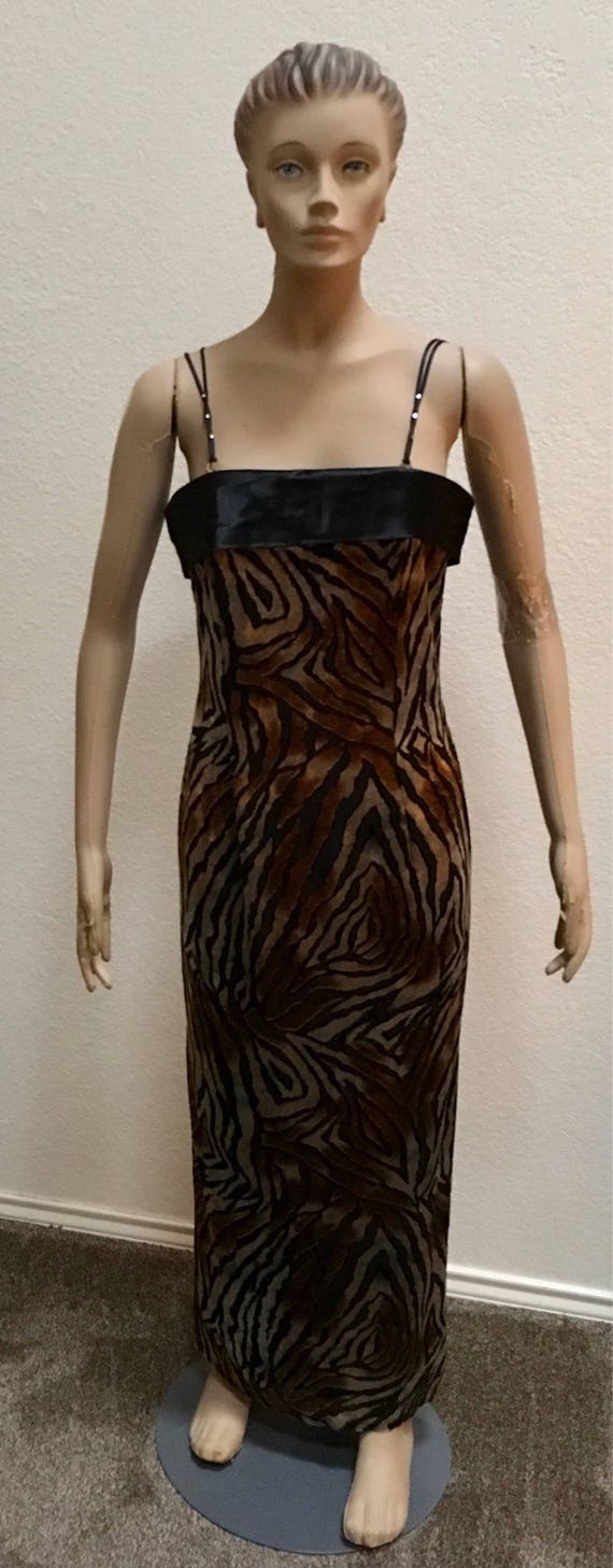 Velvet Wiggle Dress Animal Print Stretch Samuel Ma