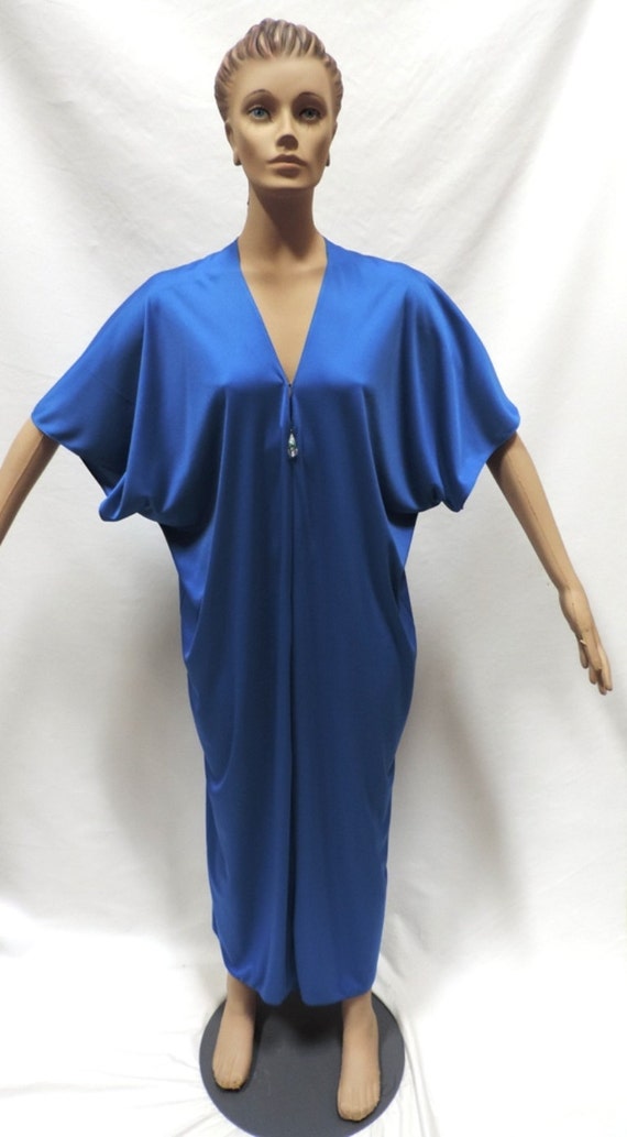 Lucie Ann Caftan Grecian Royal Blue Nylon - image 1