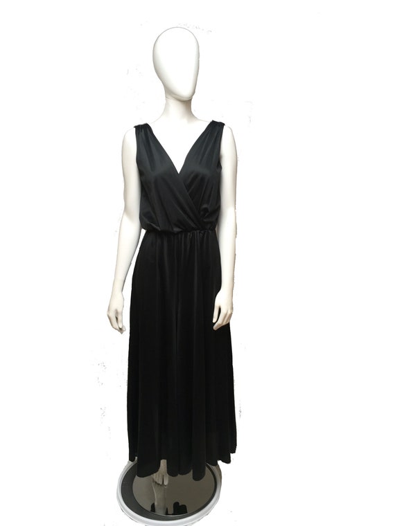 Nylon Palazzo Pants Jumpsuit Black Vintage Sexy Li