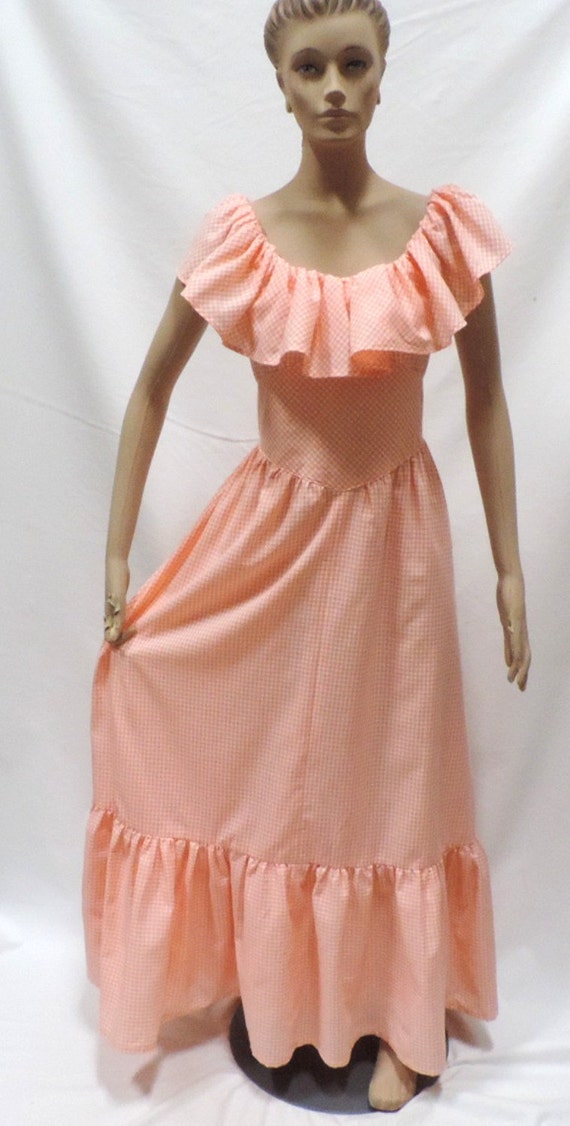 70s Prairie Dress Orange Gingham