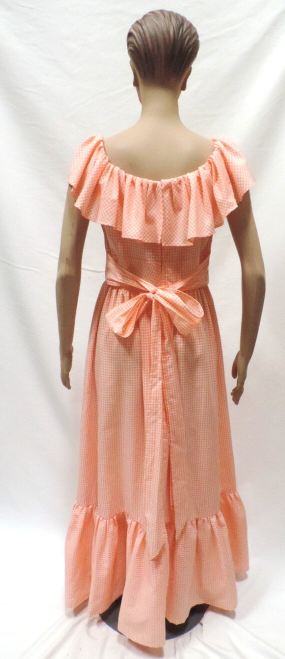 70s Prairie Dress Orange Gingham - image 4