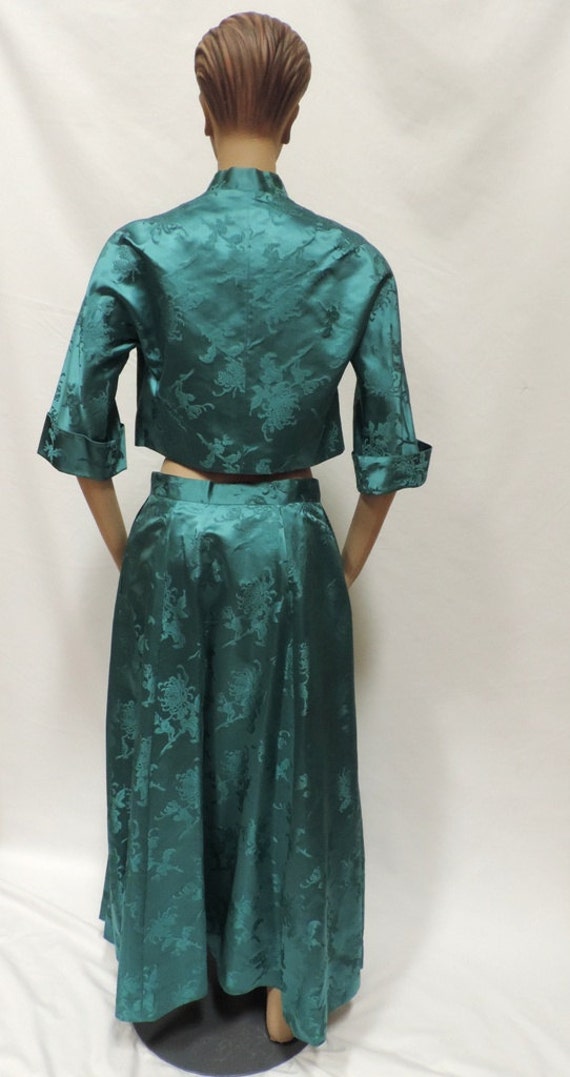 Cheongsam Skirt Suit Green Silk - image 2