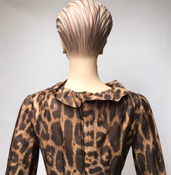 Pat Sandler Dress Animal Print Ruffled Peplum - image 5