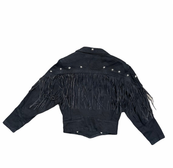 black fringe jean jacket