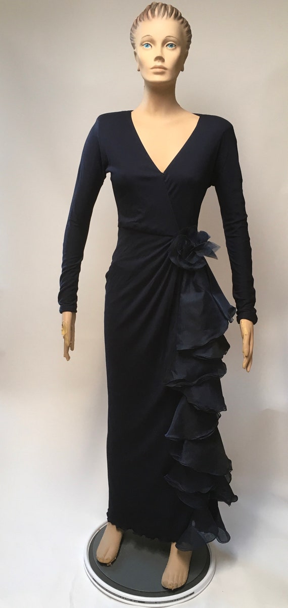 Lillie Rubin Blue Ruffled Gown - image 1