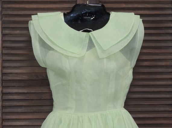 1930s Dress Pale Green Organza Fairy Kei Dress Gl… - image 2