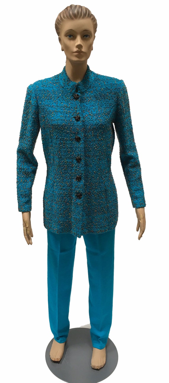 Turquoise Blue Santana Knit Pantsuit The Michael … - image 1