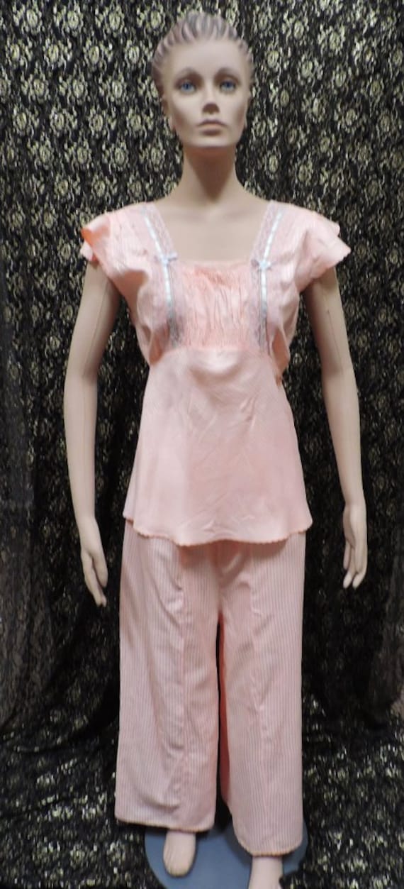 1940s Pajamas Wide Leg Pants Peach Dream Line Lou… - image 1