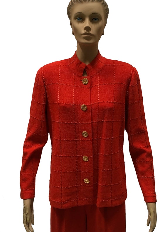 Red Santana Knit Pantsuit The Michael Collection - image 2