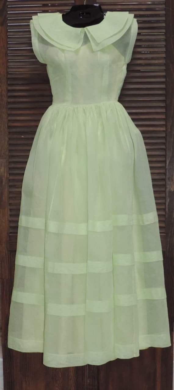 1930s Dress Pale Green Organza Fairy Kei Dress Gl… - image 1