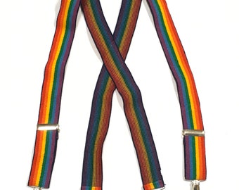 Rainbow Suspenders Stretch Stripe Braces